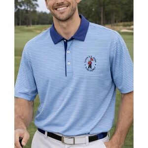 Peter Millar Men Blue Stripe Summer Comfort Golf Polo Pinehurst 124th US Open XL